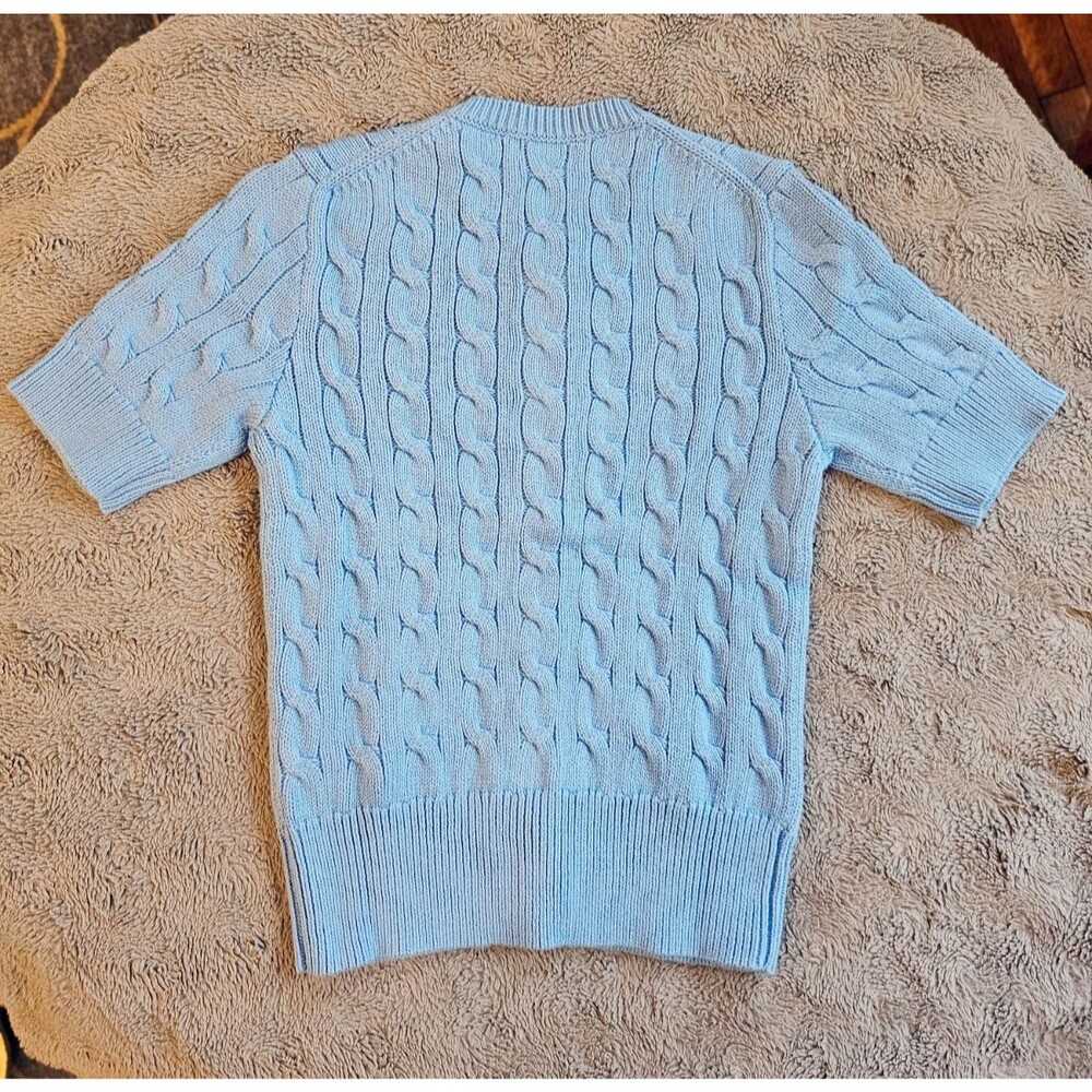 POLO Ralph Lauren Cable-Knit Cotton Short-Sleeve Cardigan, Blue, S, NWT - Picture 4 of 16